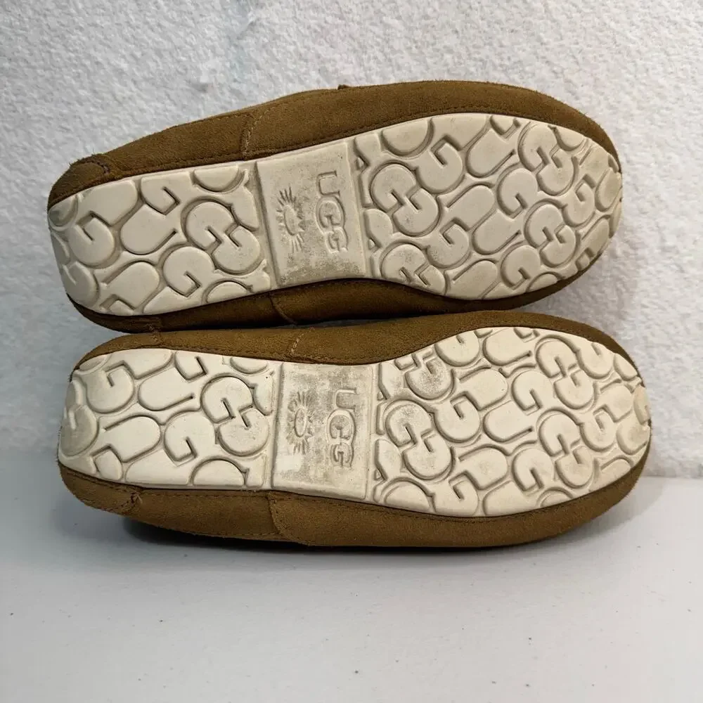 UGG Men’s Ascot Corduroy II Chestnut Sheepskin Suede Shearling Slippers Size 10